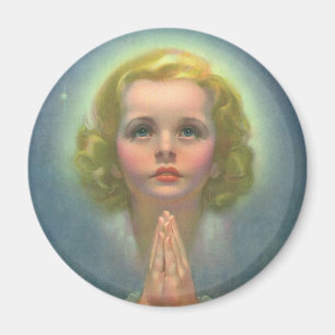 Angelic Blond Girl met Halo en Stars Praying Magneet