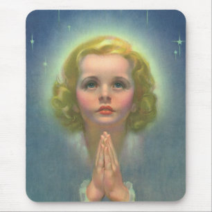 Angelic Blond Girl met Halo en Stars Praying Muismat