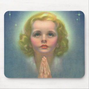 Angelic Blond Girl met Halo en Stars Praying Muismat