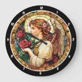 Angelic Bloom Glas in lood Bloemen Grote Klok (Voorkant)