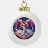 Angelic Design met levendige vleugels en patronen Keramische Bal Ornament (Voorkant)