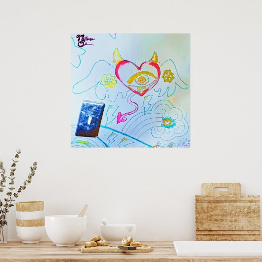 Angelic Devil Heart Graffiti Art Print (Keuken)