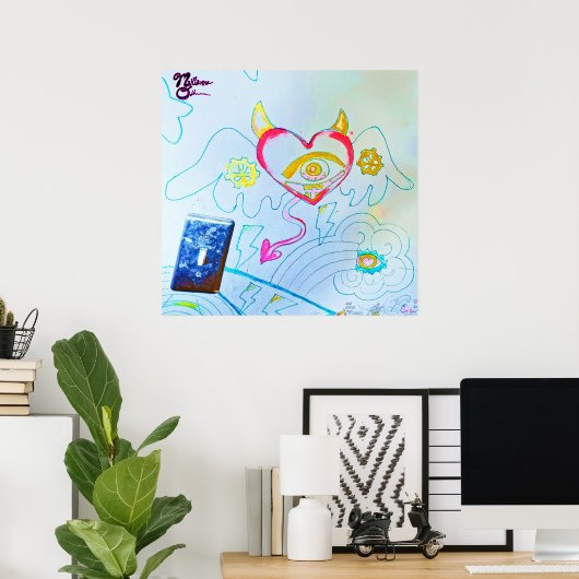 Angelic Devil Heart Graffiti Art Print (Thuiskantoor)