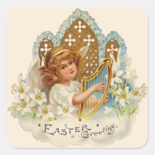 Angelic Easter Greetings Vierkante Sticker