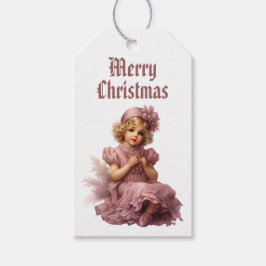 Angelic en nostalgisch vrolijk kerstfeest cadeaulabel