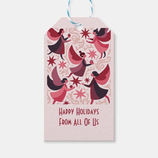 Angelic Figures Mid-Century Modern Kitschmas Cadeaulabel (Voorkant)