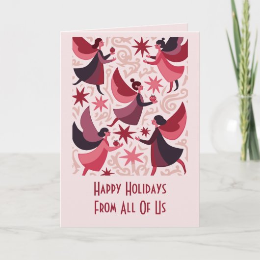 Angelic Figures Mid-Century Modern Kitschmas Kaart (Voorkant)