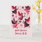 Angelic Figures Mid-Century Modern Kitschmas Kaart (Gele Bloem)