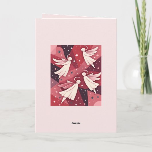 Angelic Figures Mid-Century Modern Kitschmas Kaart (Achterkant)