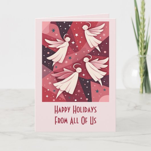 Angelic Figures Mid-Century Modern Kitschmas Kaart (Voorkant)