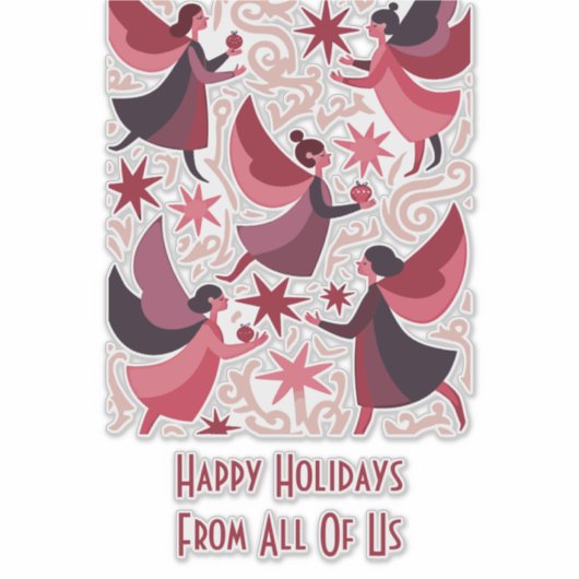 Angelic Figures Mid-Century Modern Kitschmas Sticker (Voorkant)