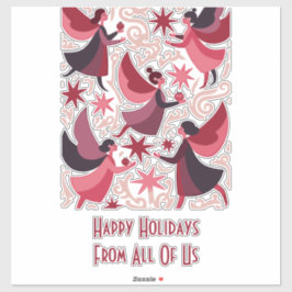 Angelic Figures Mid-Century Modern Kitschmas Sticker