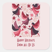 Angelic Figures Mid-Century Modern Kitschmas Vierkante Sticker (Voorkant)
