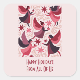 Angelic Figures Mid-Century Modern Kitschmas Vierkante Sticker