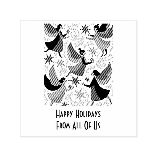 Angelic Figures Mid-Century Modern Kitschmas Zelfinktende Stempel (Design)