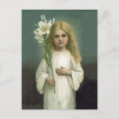  Angelic Girl White dress Lily Flowers Briefkaart (Voorkant)