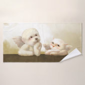 Angelic Hond en Kat op Cloud Badhanddoek (Badhanddoek)