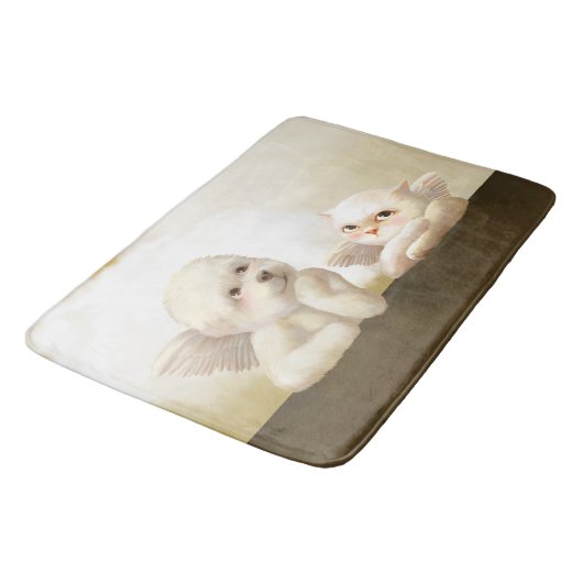 Angelic Hond en Kat op Cloud Badmat (Gekanteld)