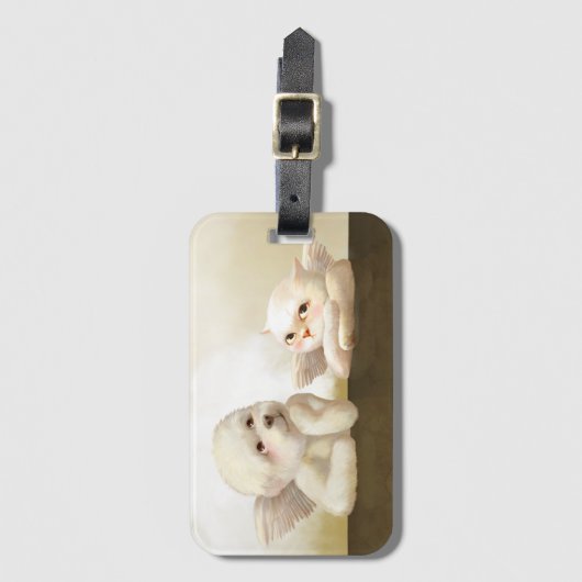 Angelic Hond en Kat op Cloud Bagagelabel (Voorkant (verticaal))