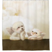 Angelic Hond en Kat op Cloud Douchegordijn (Voorkant)