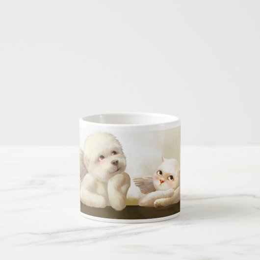 Angelic Hond en Kat op Cloud Espresso Kop (Voorkant)