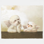 Angelic Hond en Kat op Cloud Fleece Deken (Voorkant (Horizontaal))