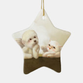 Angelic Hond en Kat op Cloud Keramisch Ornament (Rechts)