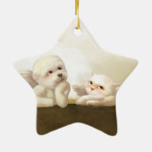 Angelic Hond en Kat op Cloud Keramisch Ornament (Achterkant)