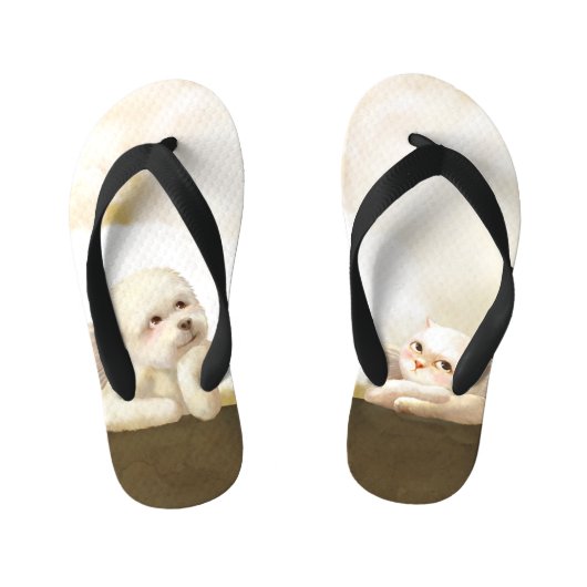Angelic Hond en Kat op Cloud Kinder Teenslippers (Voetbed)