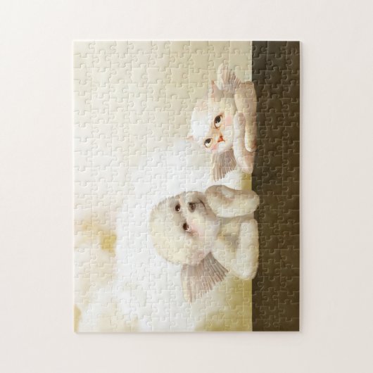 Angelic Hond en Kat op Cloud Legpuzzel (Verticaal)
