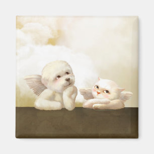 Angelic Hond en Kat op Cloud Magneet