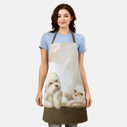 Angelic Hond en Kat op Cloud Schort (Gedragen)