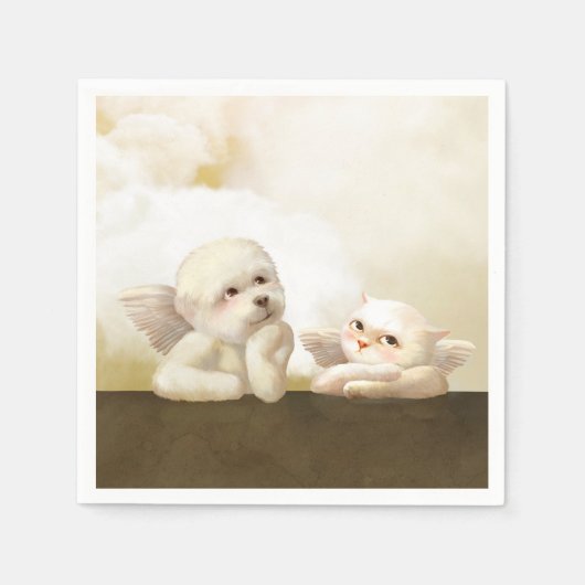 Angelic Hond en Kat op Cloud Servet (Voorkant)