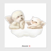 Angelic Hond en Kat op Cloud Sticker (Vel)