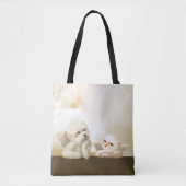 Angelic Hond en Kat op Cloud Tote Bag (Voorkant)
