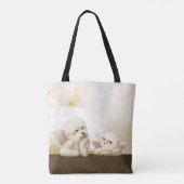 Angelic Hond en Kat op Cloud Tote Bag (Achterkant)
