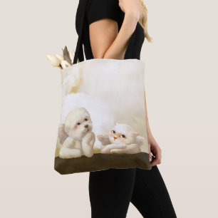 Angelic Hond en Kat op Cloud Tote Bag