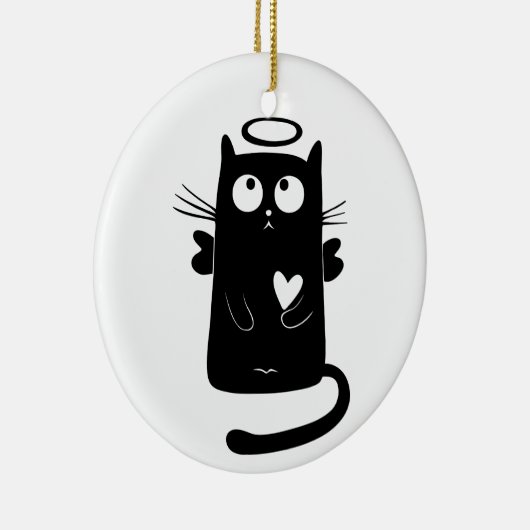 Angelic Kat Black Keramisch Ornament (Rechts)