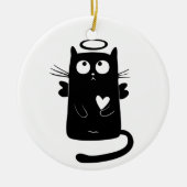 Angelic Kat Black Keramisch Ornament (Voorkant)