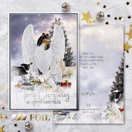 Angelic Kerstmis, Tricolor Collie Angel - Folie Feestdagenkaart
