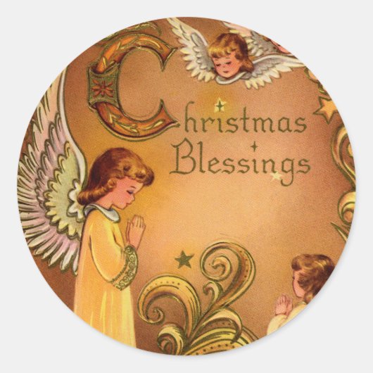 Angelic Kerstverslaafden Ronde Sticker (Voorkant)
