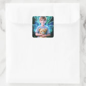 Angelic Little Boy met Fairy Wings Vierkante Sticker (Tas)