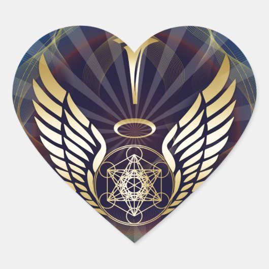 Angelic- Merkaba-Metatron cube Hart Sticker (Voorkant)
