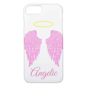 Angelic Pink Angel Wings & Halo iPhone 8/7 Hoesje