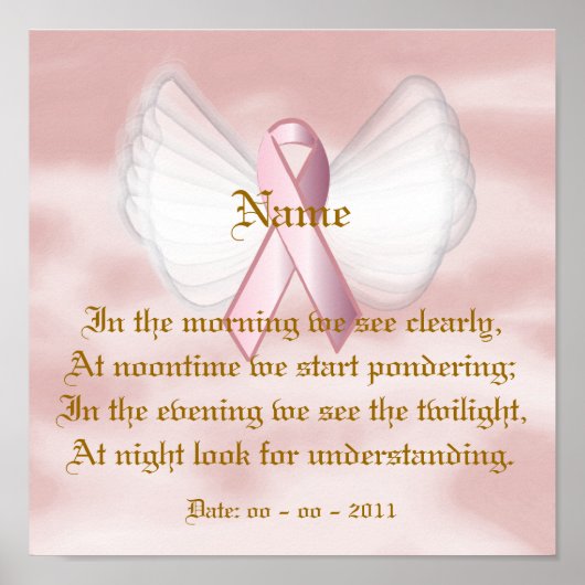 Angelic Pink Ribbon Poem Poster - Aanpassen (Voorkant)