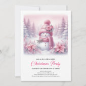 Angelic Pink Snowman Digital Christmas Invitation Kaart (Voorkant)