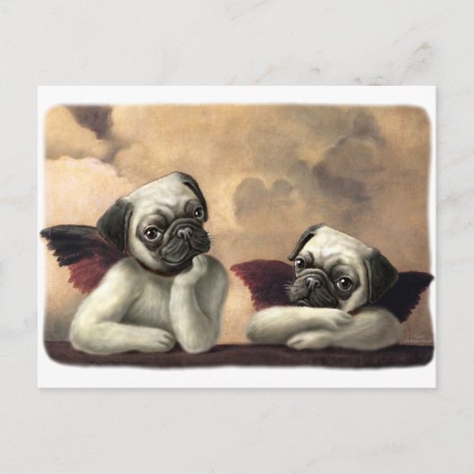 Angelic Pug Cherub Gift Items Briefkaart (Voorkant)