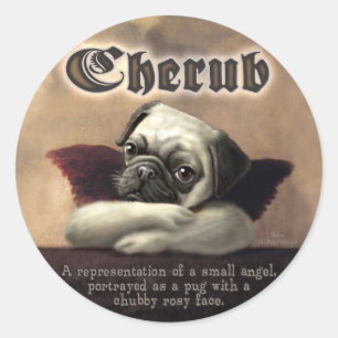 Angelic Pug Cherub Gift Items Ronde Sticker