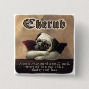 Angelic Pug Cherub Gift Items Vierkante Button 5,1 Cm