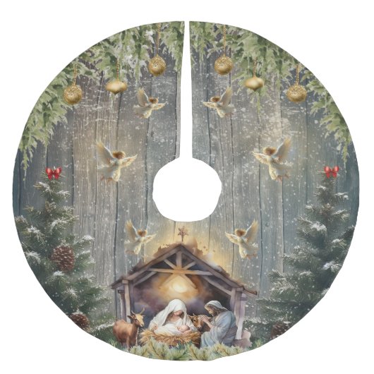 Angelic Radiant Nativity Scene Christmas Kerstboom Rok (Voorkant)